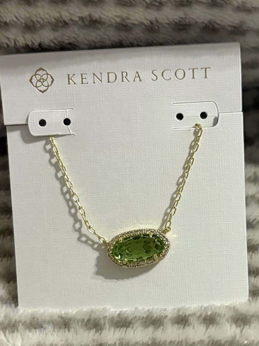 Kendra Scott Gold Chain Necklace with Green Oval Pendant